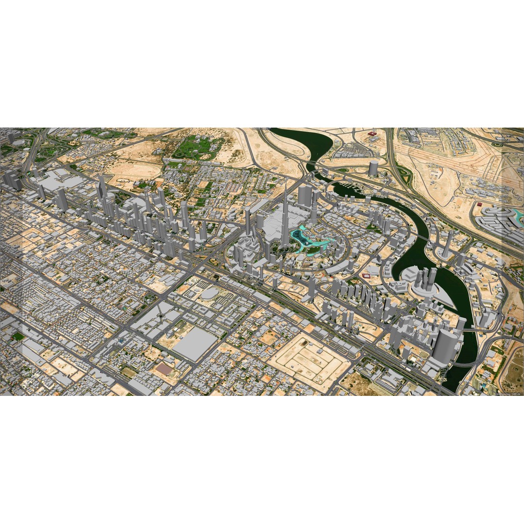Dubai Business Bay 3D Model – Low Poly Cityscape Asset, FBX, C4D - View 12
