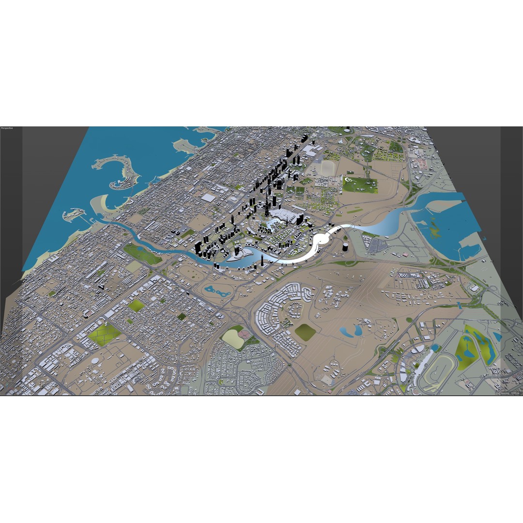 Dubai Business Bay 3D Model – Low Poly Cityscape Asset, FBX, C4D - View 13