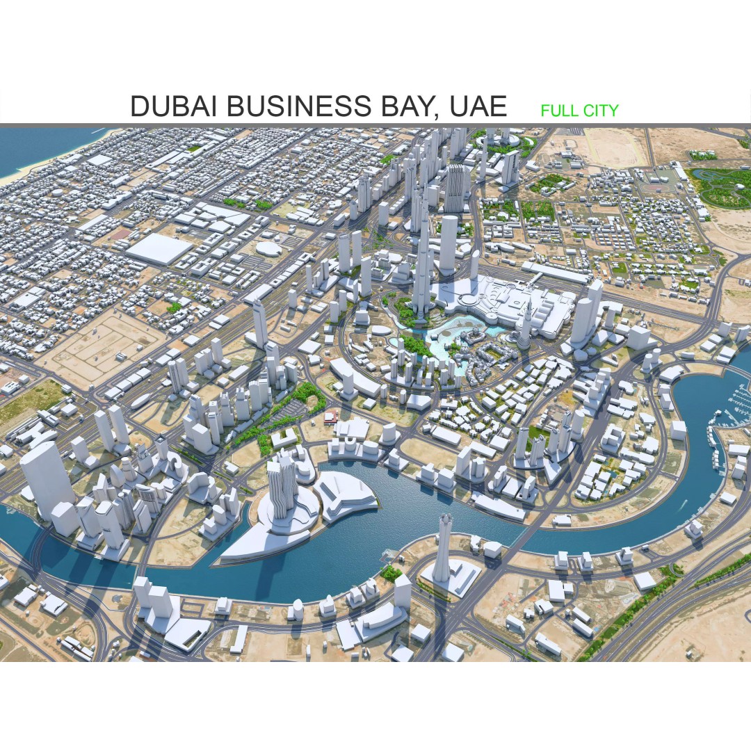 Dubai Business Bay 3D Model – Low Poly Cityscape Asset, FBX, C4D - View 2