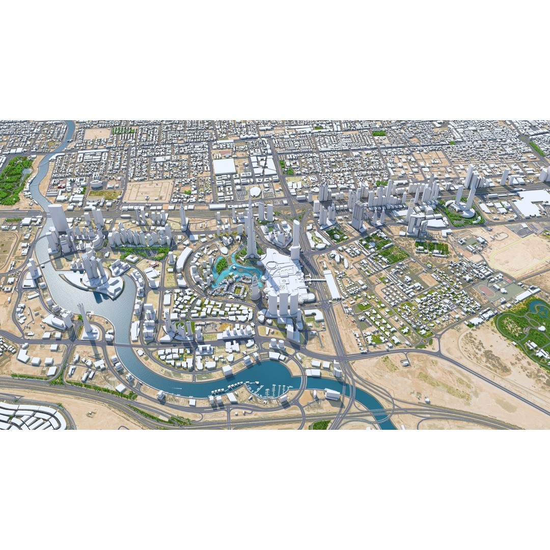Dubai Business Bay 3D Model – Low Poly Cityscape Asset, FBX, C4D - View 5