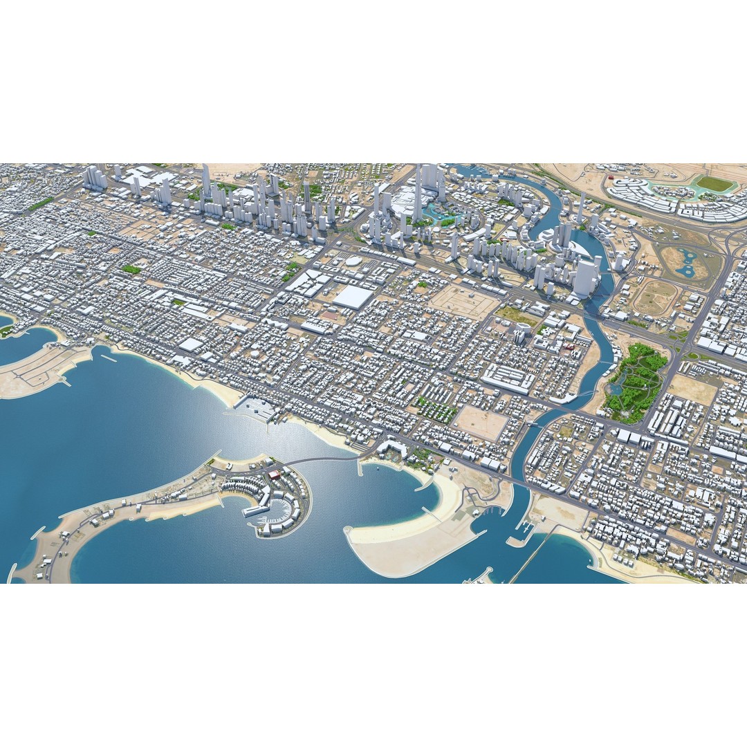 Dubai Business Bay 3D Model – Low Poly Cityscape Asset, FBX, C4D - View 7