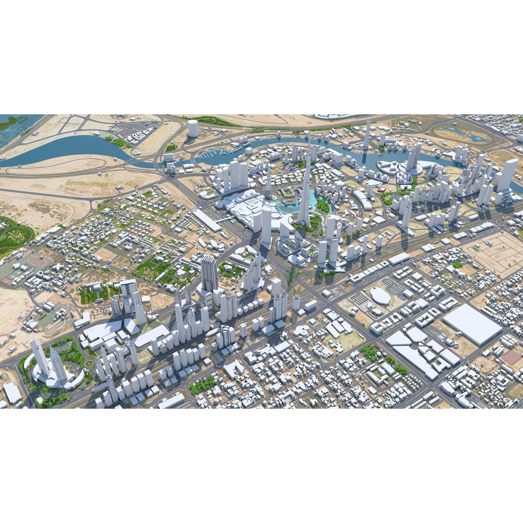 Dubai Business Bay 3D Model – Low Poly Cityscape Asset, FBX, C4D - View 8