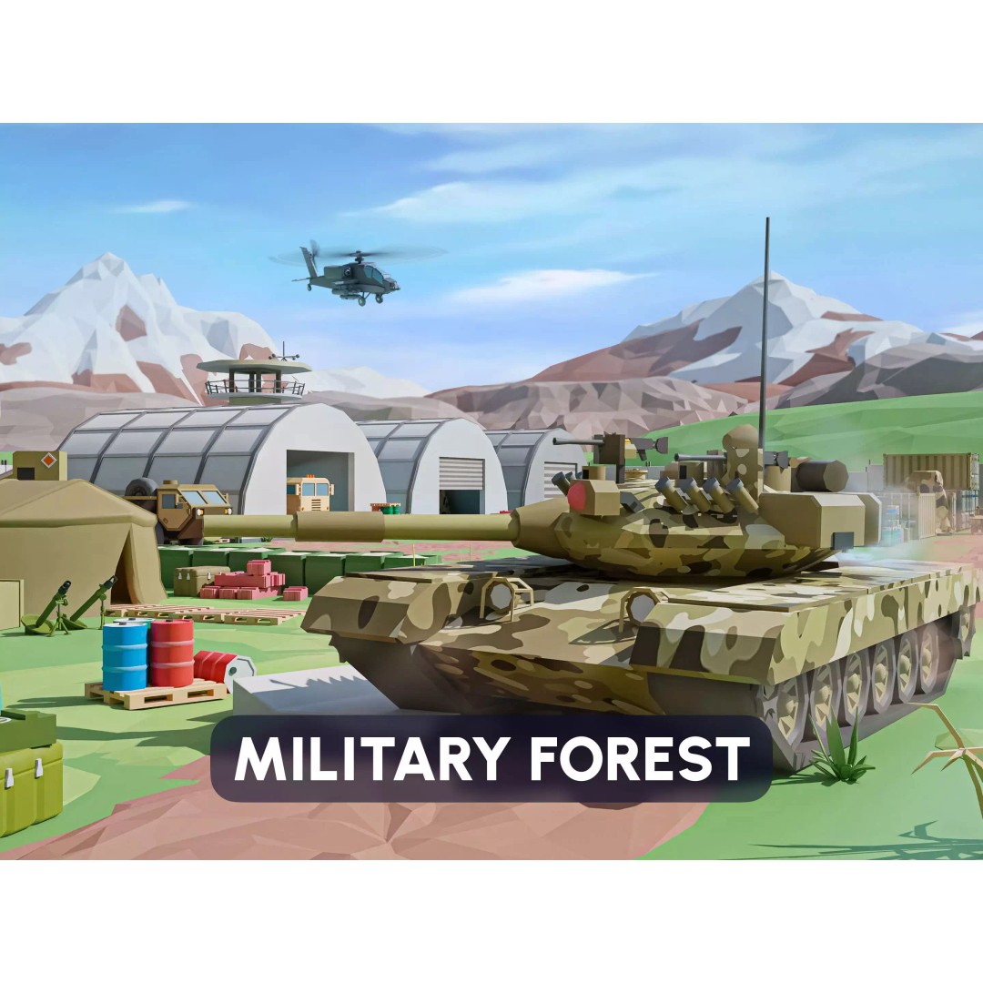 Military Forest 3D Model – Low Poly Game Asset, 428 Unique Assets - View 2