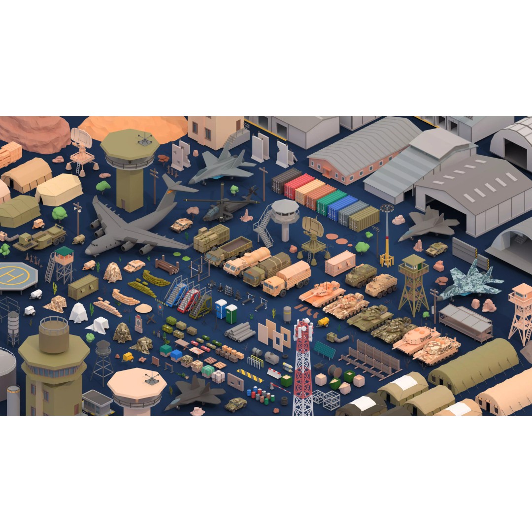 Military Forest 3D Model – Low Poly Game Asset, 428 Unique Assets - View 4