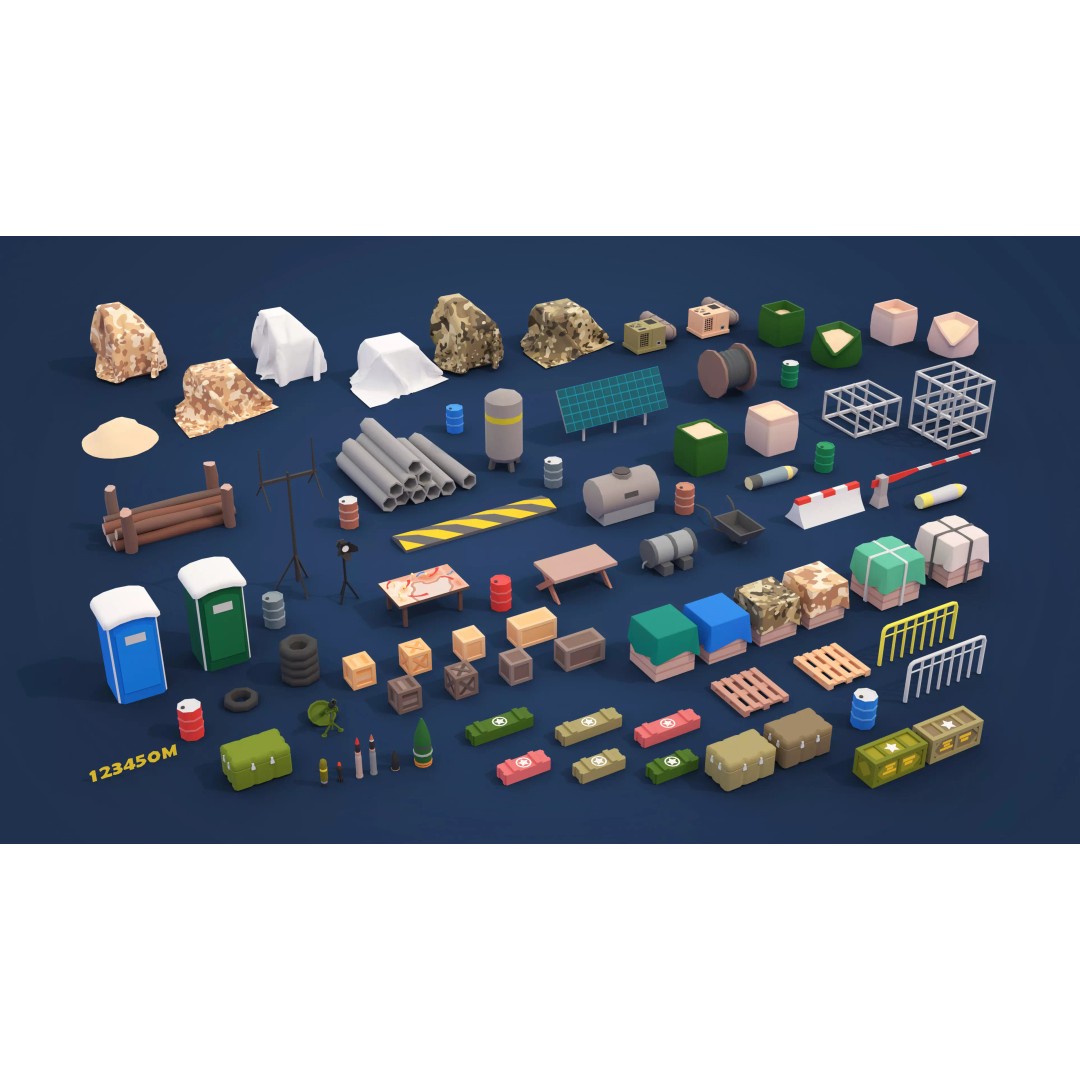 Military Forest 3D Model – Low Poly Game Asset, 428 Unique Assets - View 62