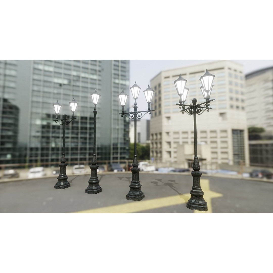 Victorian Street Lamp 3D Model – Low Poly Game Asset, FBX & OBJ