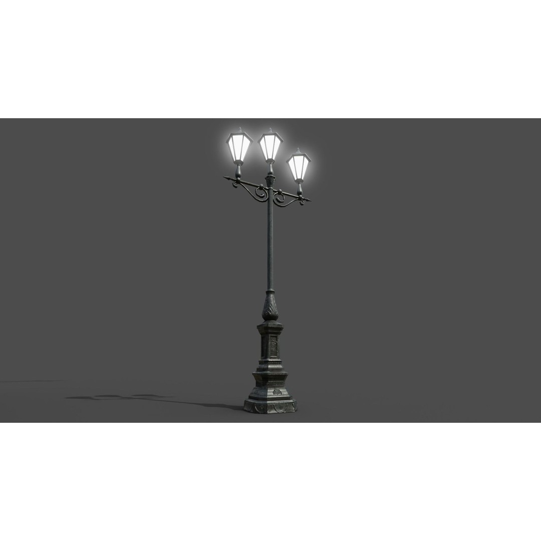 Victorian Street Lamp 3D Model – Low Poly Game Asset, FBX & OBJ - View 11