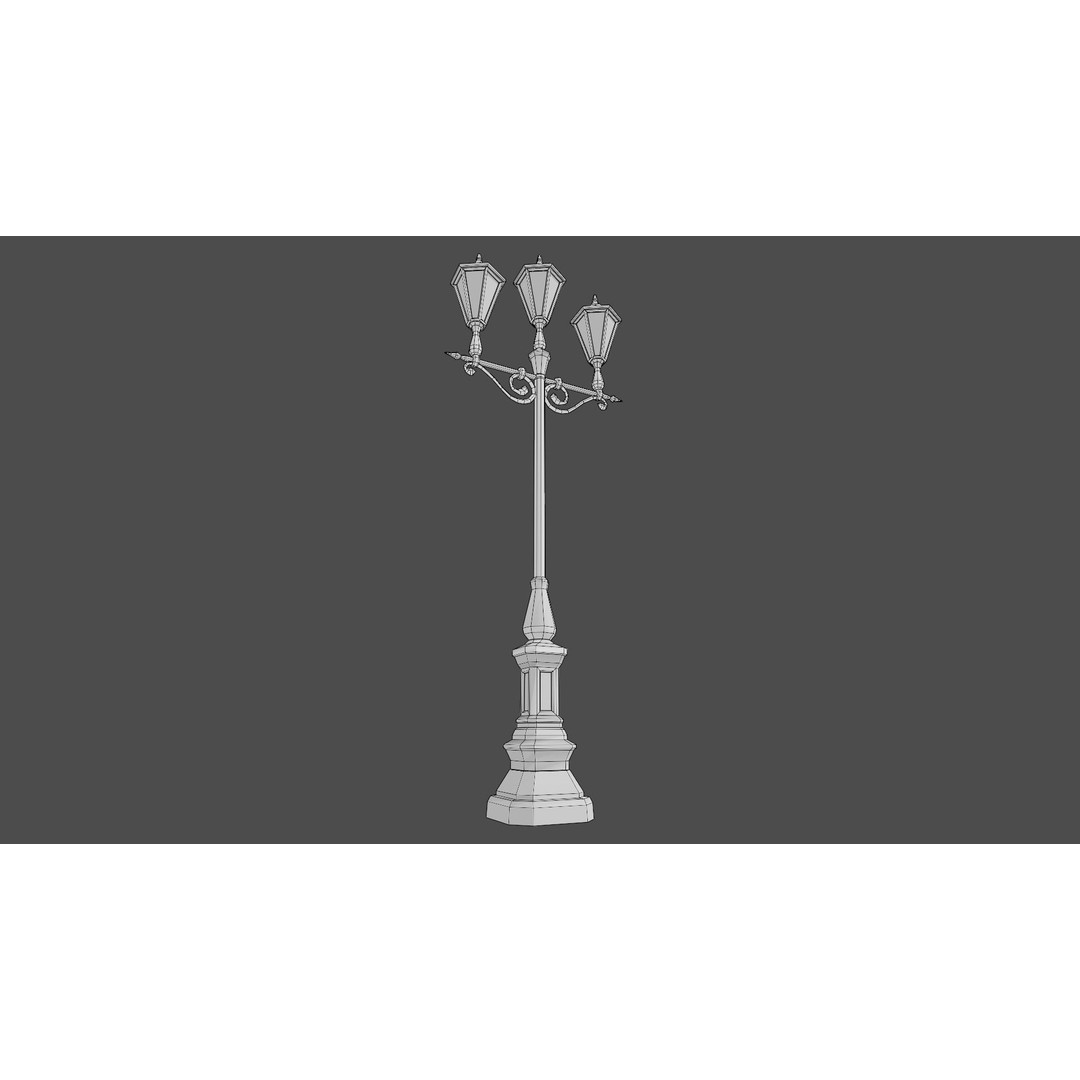 Victorian Street Lamp 3D Model – Low Poly Game Asset, FBX & OBJ - View 12