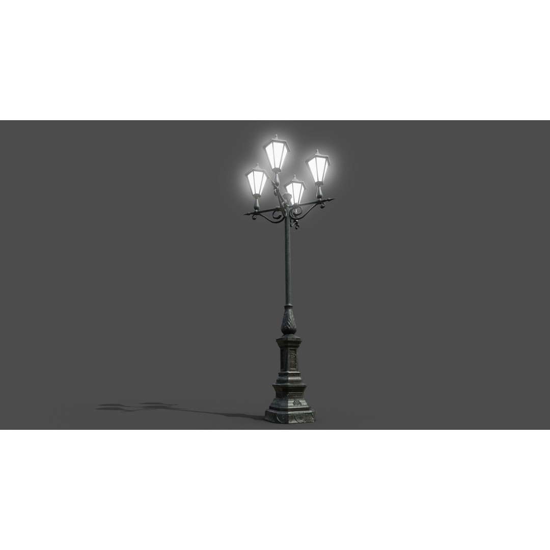 Victorian Street Lamp 3D Model – Low Poly Game Asset, FBX & OBJ - View 13