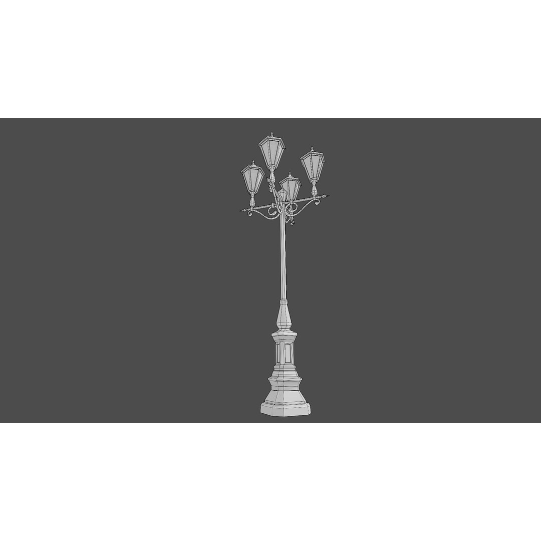 Victorian Street Lamp 3D Model – Low Poly Game Asset, FBX & OBJ - View 14