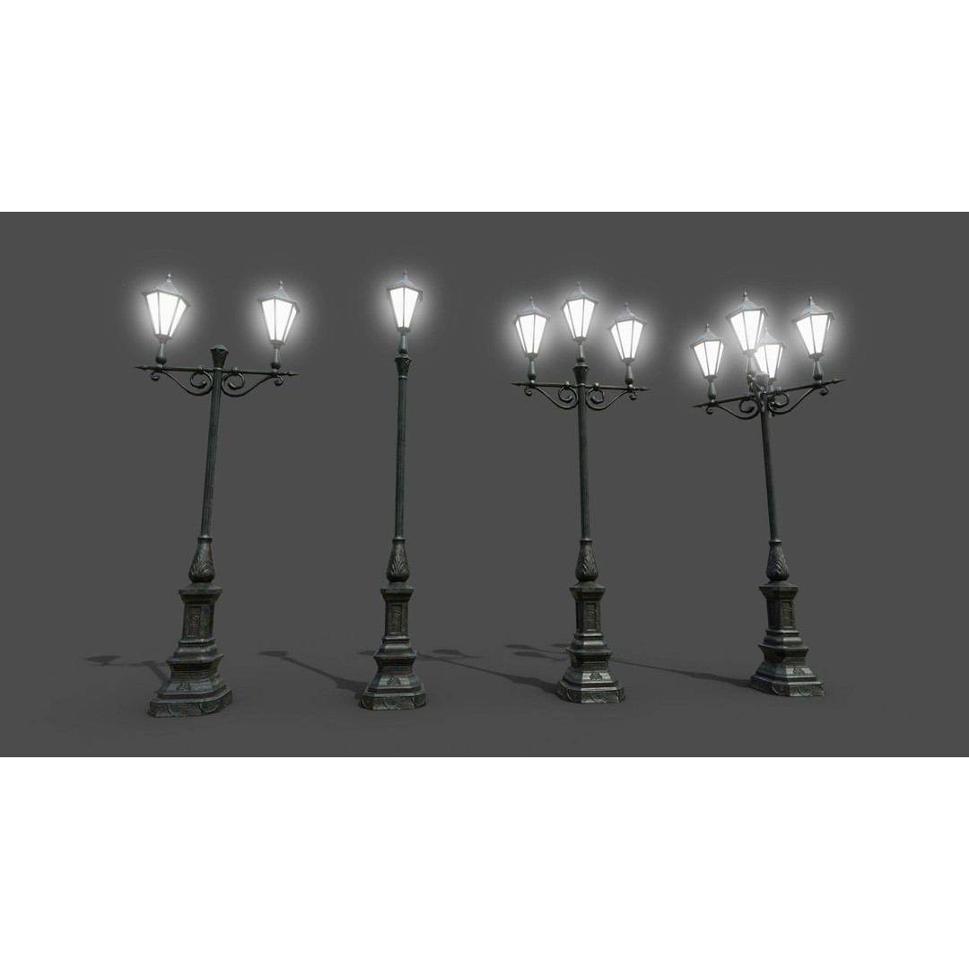 Victorian Street Lamp 3D Model – Low Poly Game Asset, FBX & OBJ - View 15