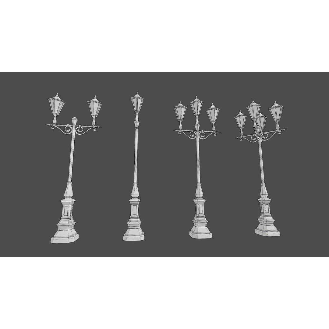 Victorian Street Lamp 3D Model – Low Poly Game Asset, FBX & OBJ - View 16