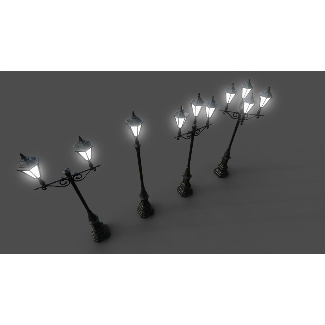 Victorian Street Lamp 3D Model – Low Poly Game Asset, FBX & OBJ - View 17