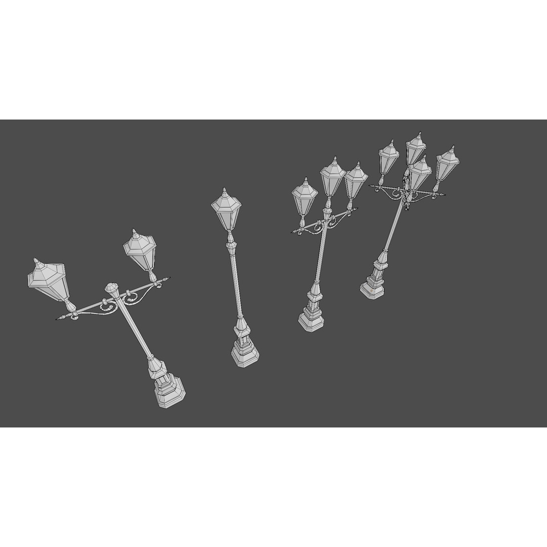 Victorian Street Lamp 3D Model – Low Poly Game Asset, FBX & OBJ - View 18