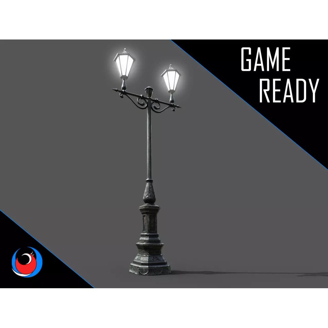 Victorian Street Lamp 3D Model – Low Poly Game Asset, FBX & OBJ - View 2