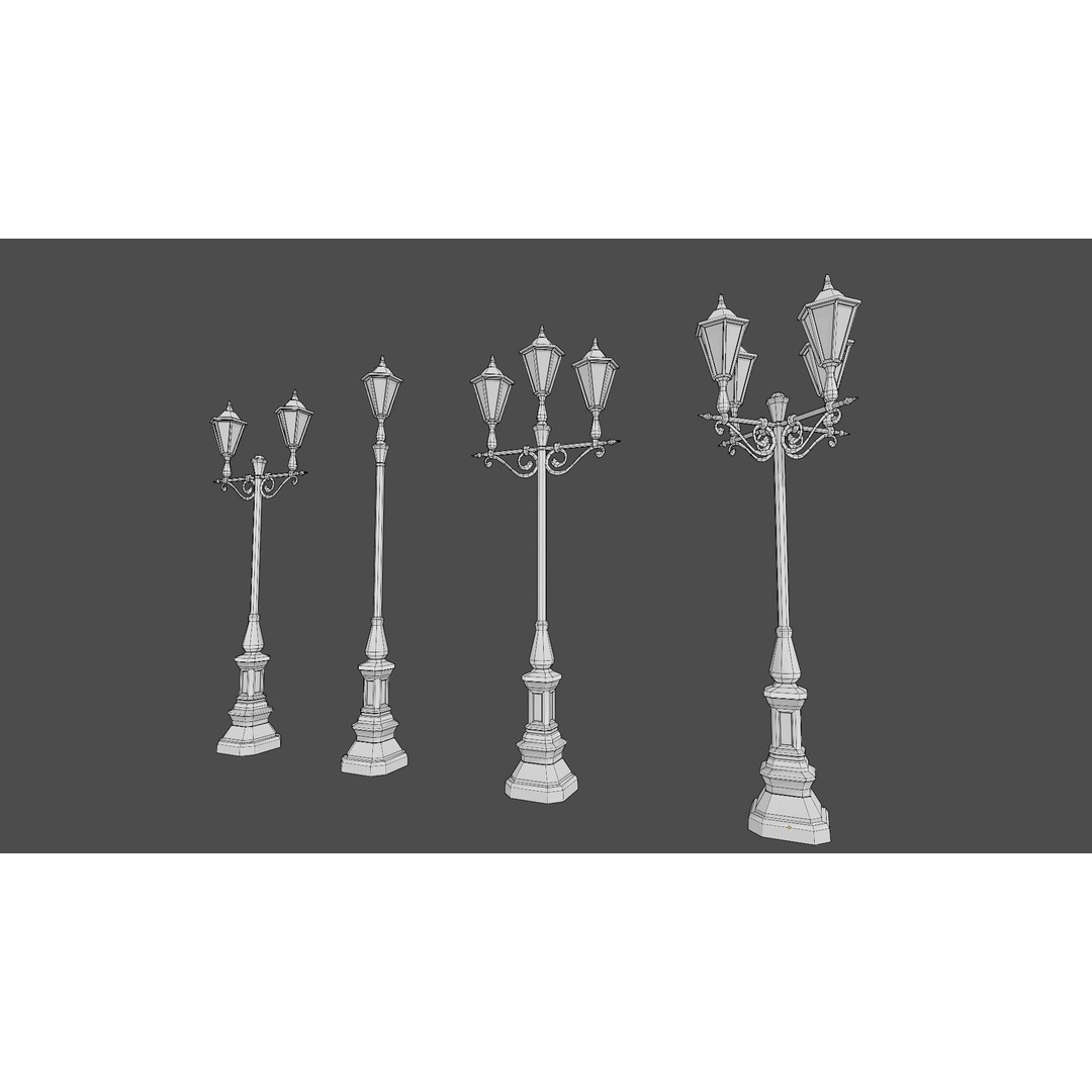 Victorian Street Lamp 3D Model – Low Poly Game Asset, FBX & OBJ - View 20