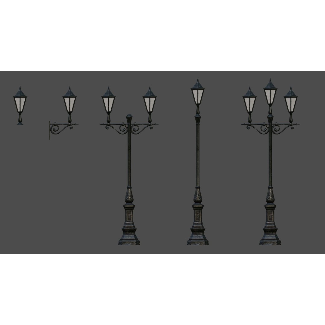 Victorian Street Lamp 3D Model – Low Poly Game Asset, FBX & OBJ - View 21