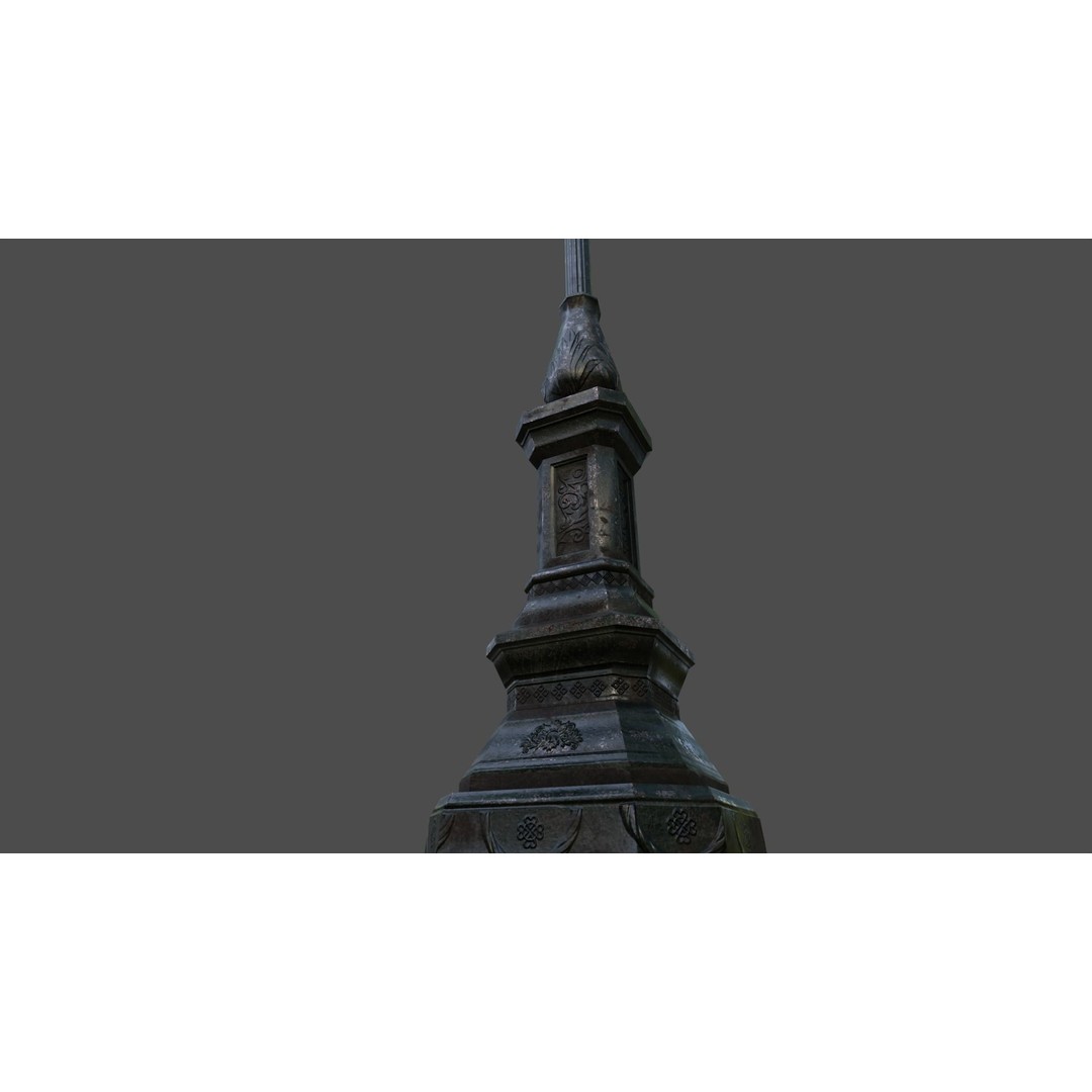 Victorian Street Lamp 3D Model – Low Poly Game Asset, FBX & OBJ - View 23