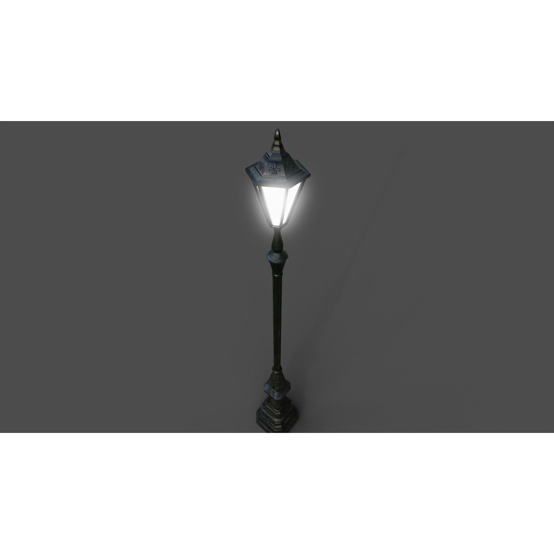 Victorian Street Lamp 3D Model – Low Poly Game Asset, FBX & OBJ - View 25