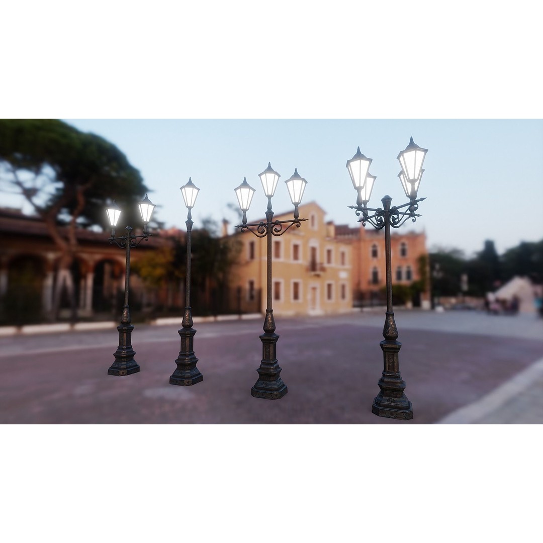 Victorian Street Lamp 3D Model – Low Poly Game Asset, FBX & OBJ - View 26