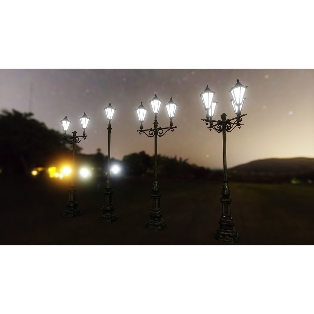 Victorian Street Lamp 3D Model – Low Poly Game Asset, FBX & OBJ - View 27