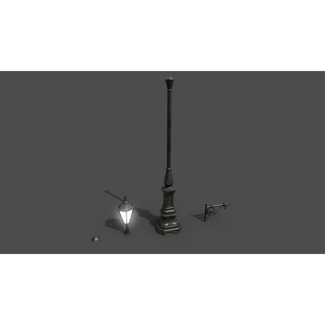 Victorian Street Lamp 3D Model – Low Poly Game Asset, FBX & OBJ - View 3