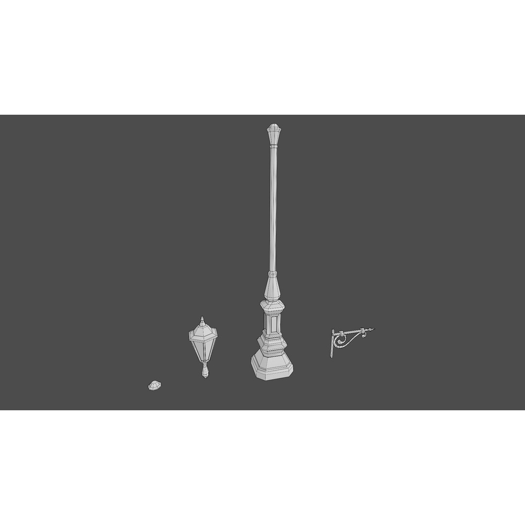 Victorian Street Lamp 3D Model – Low Poly Game Asset, FBX & OBJ - View 4