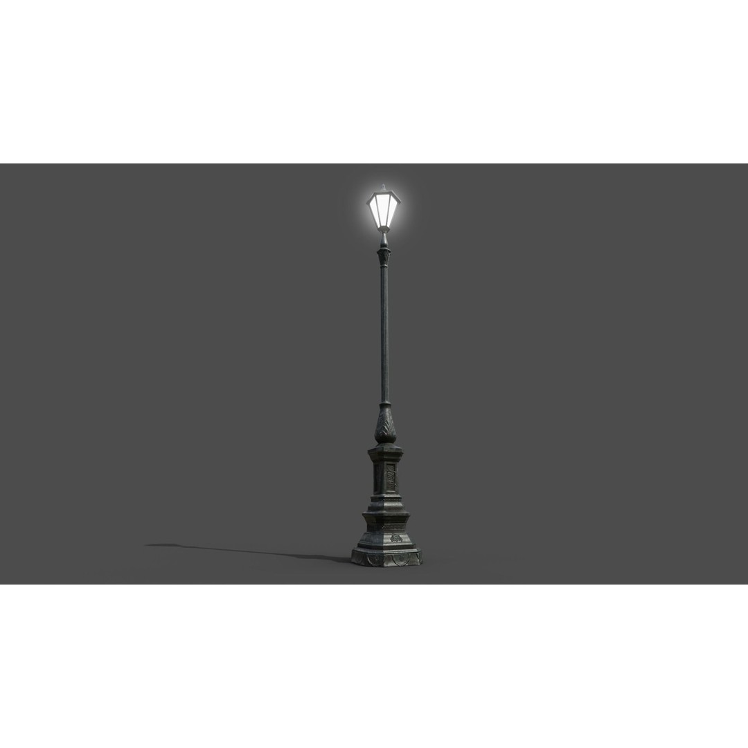 Victorian Street Lamp 3D Model – Low Poly Game Asset, FBX & OBJ - View 7