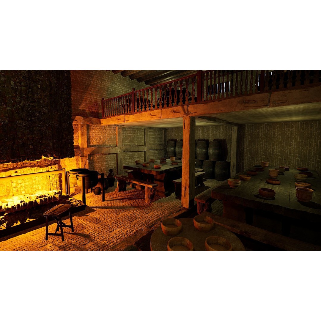 Celtic Medieval Tavern 3D Model – Cozy Fantasy Interior & Exterior, FBX - View 11