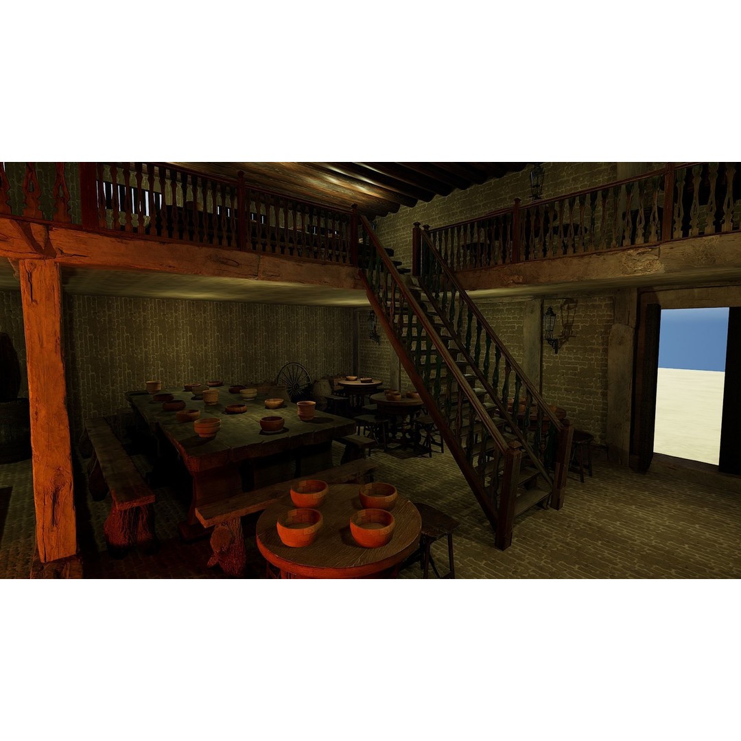 Celtic Medieval Tavern 3D Model – Cozy Fantasy Interior & Exterior, FBX - View 12