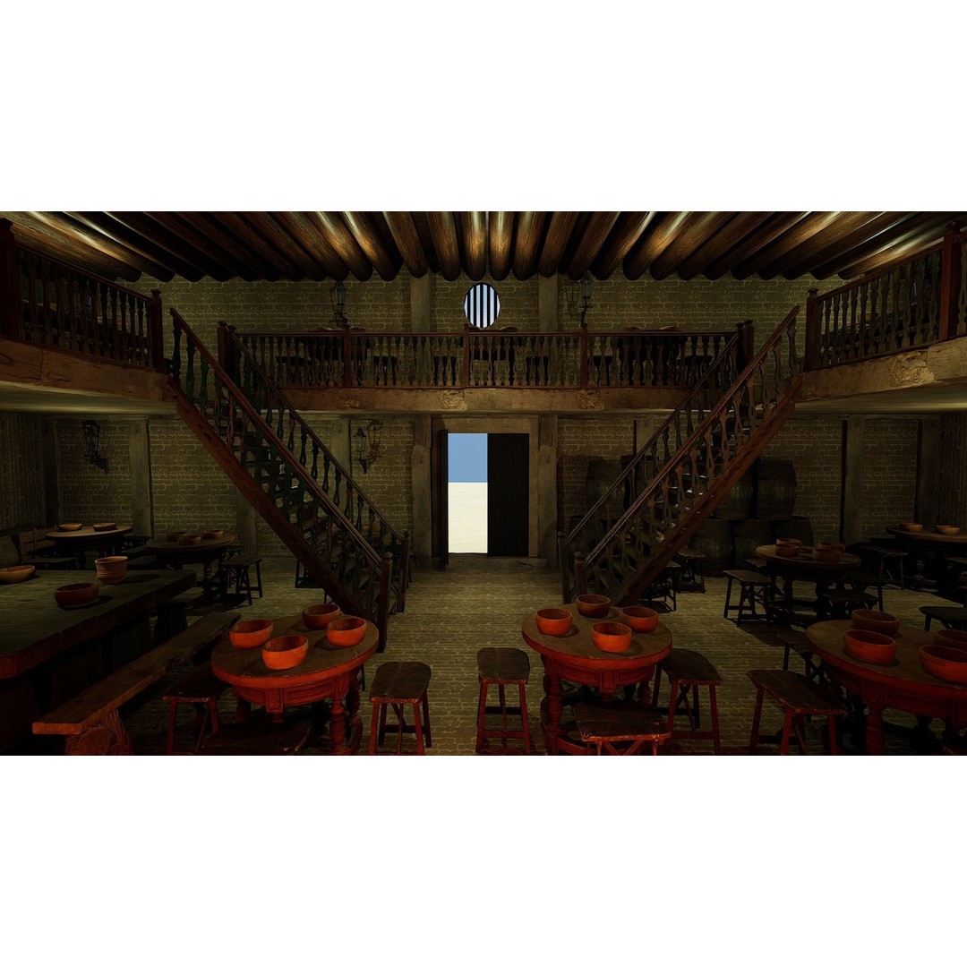 Celtic Medieval Tavern 3D Model – Cozy Fantasy Interior & Exterior, FBX - View 13