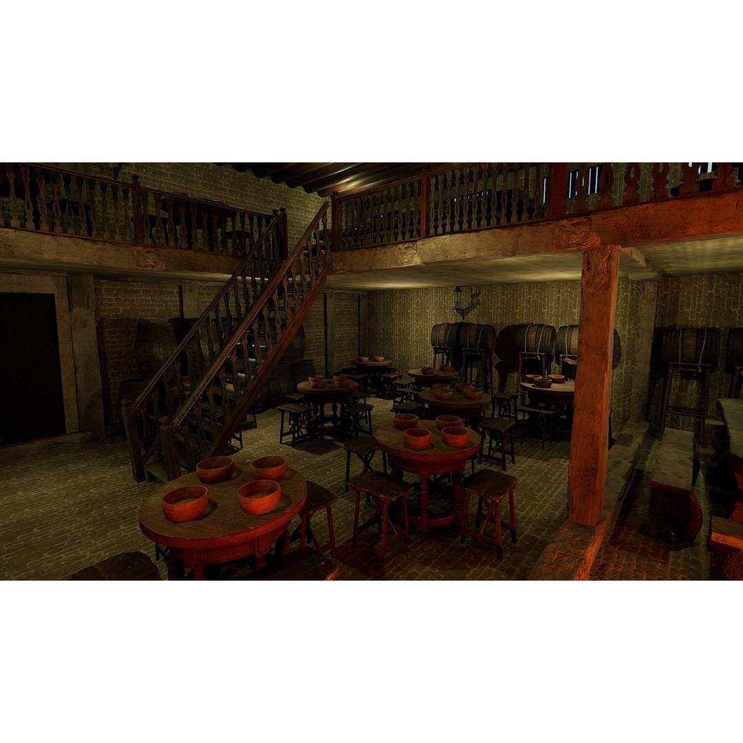 Celtic Medieval Tavern 3D Model – Cozy Fantasy Interior & Exterior, FBX - View 14