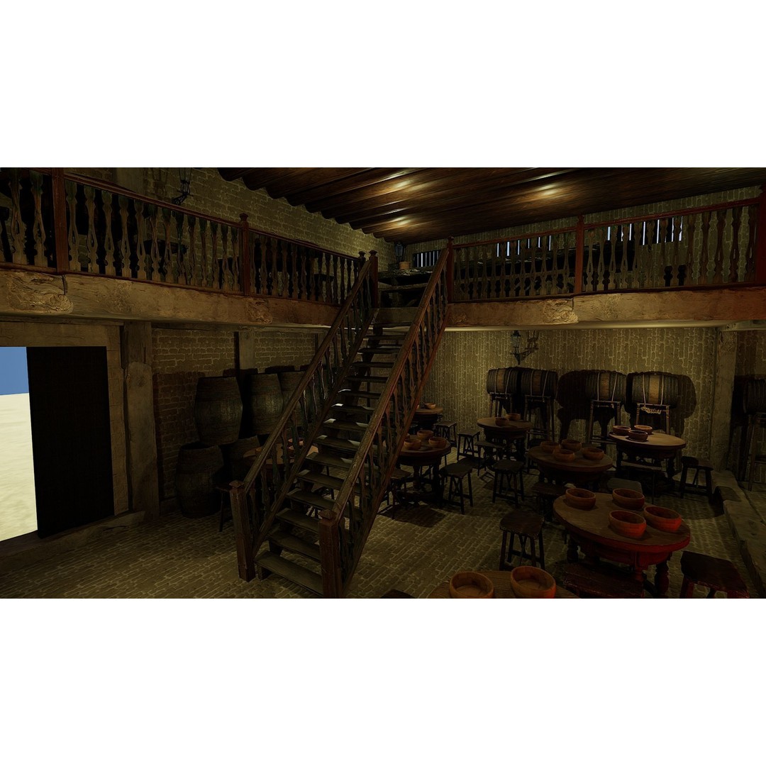 Celtic Medieval Tavern 3D Model – Cozy Fantasy Interior & Exterior, FBX - View 17