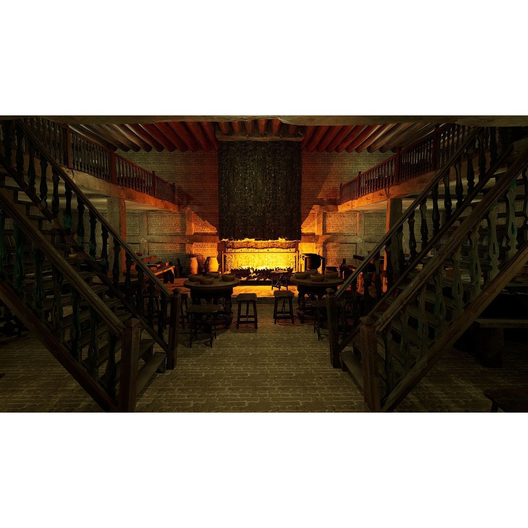 Celtic Medieval Tavern 3D Model – Cozy Fantasy Interior & Exterior, FBX - View 7