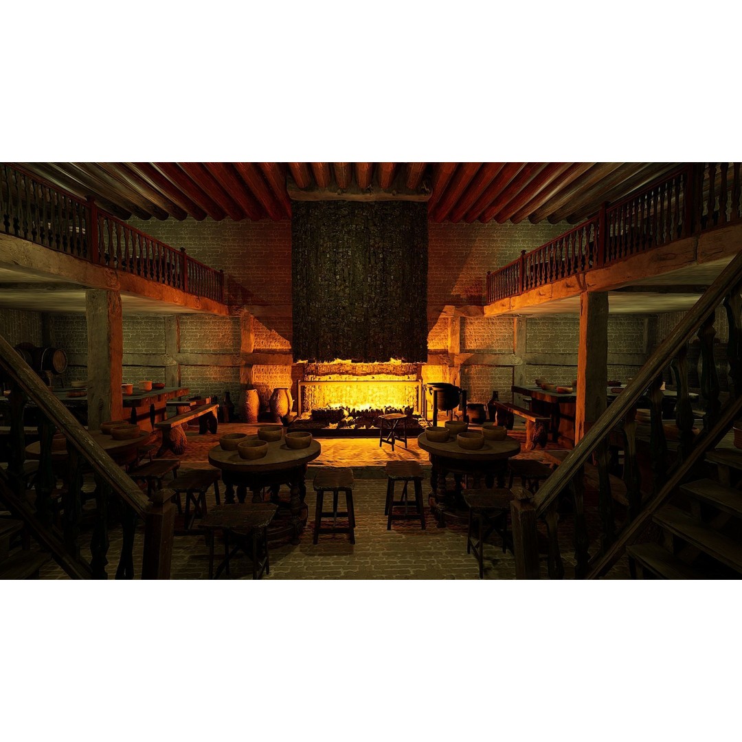 Celtic Medieval Tavern 3D Model – Cozy Fantasy Interior & Exterior, FBX - View 8