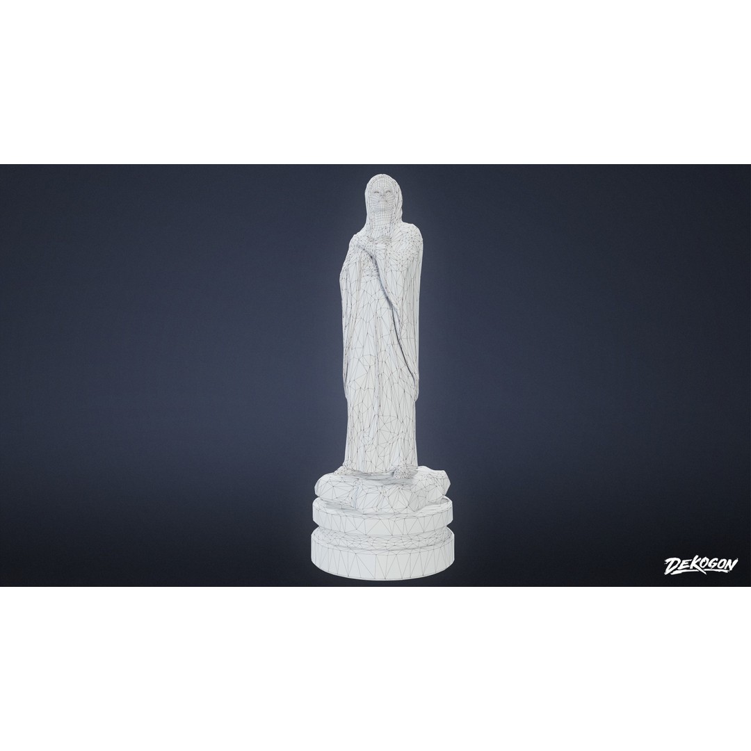 Cemetery Statue 3D Model – Low Poly Game Asset, FBX, PBR Textures - View 10