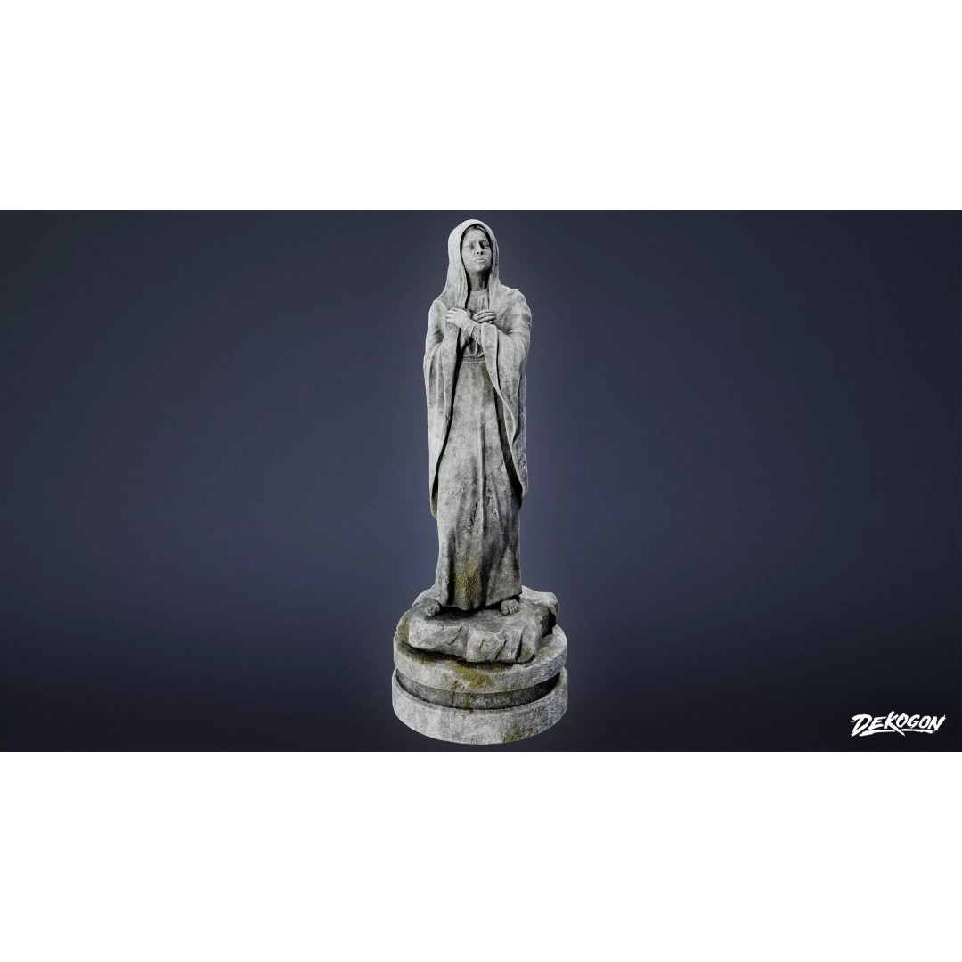 Cemetery Statue 3D Model – Low Poly Game Asset, FBX, PBR Textures - View 2