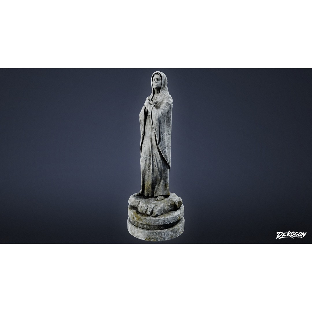 Cemetery Statue 3D Model – Low Poly Game Asset, FBX, PBR Textures - View 3