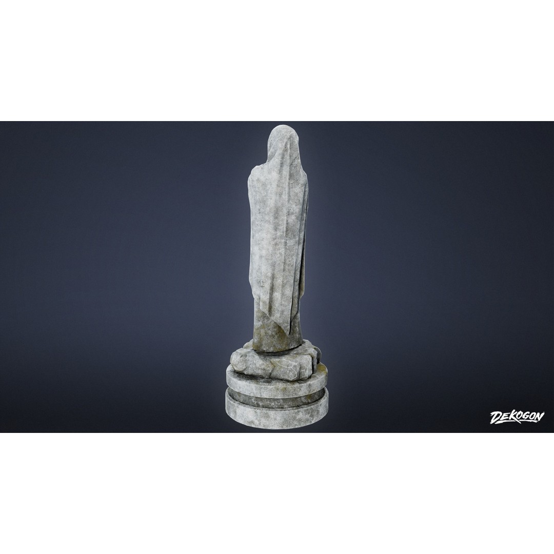 Cemetery Statue 3D Model – Low Poly Game Asset, FBX, PBR Textures - View 5