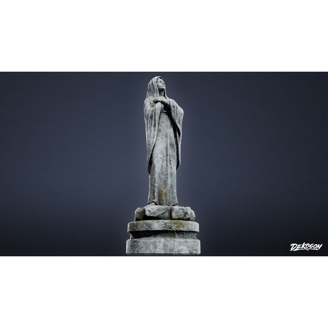 Cemetery Statue 3D Model – Low Poly Game Asset, FBX, PBR Textures - View 6