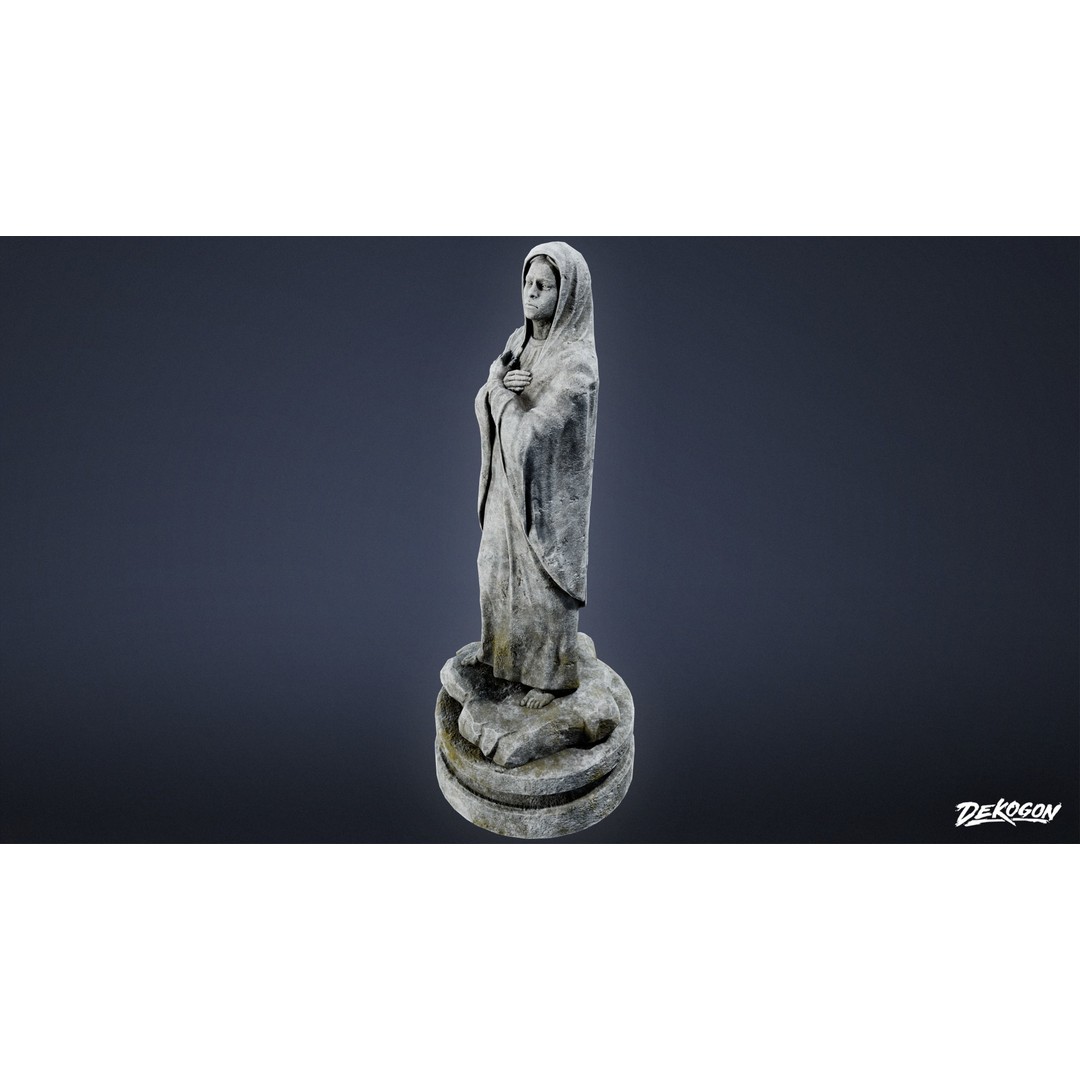 Cemetery Statue 3D Model – Low Poly Game Asset, FBX, PBR Textures - View 7