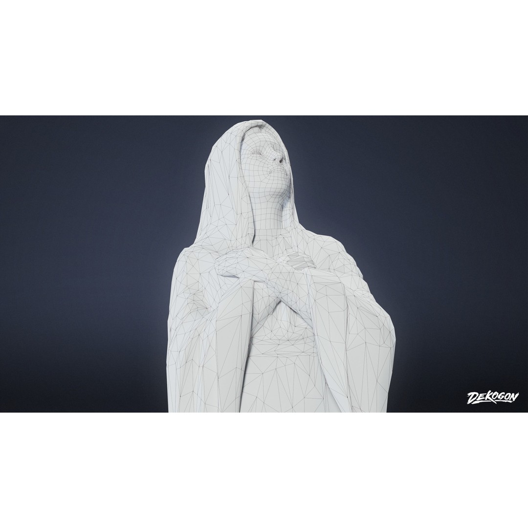 Cemetery Statue 3D Model – Low Poly Game Asset, FBX, PBR Textures - View 9