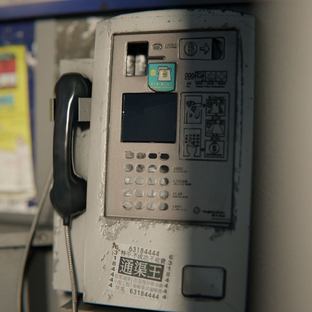 Old Hong Kong Telephone Booth 3D Model – Low Poly PBR Asset, FBX & OBJ - View 4