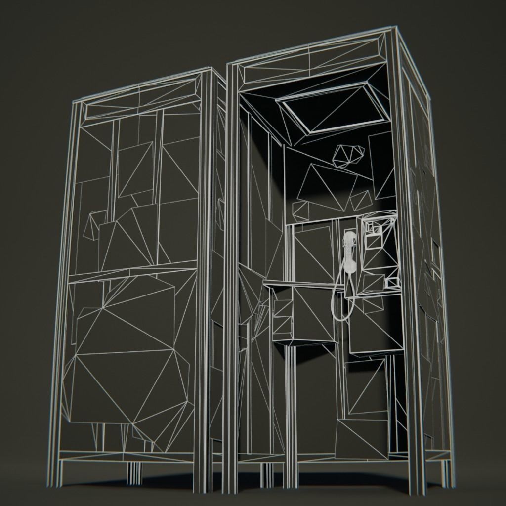 Old Hong Kong Telephone Booth 3D Model – Low Poly PBR Asset, FBX & OBJ - View 6