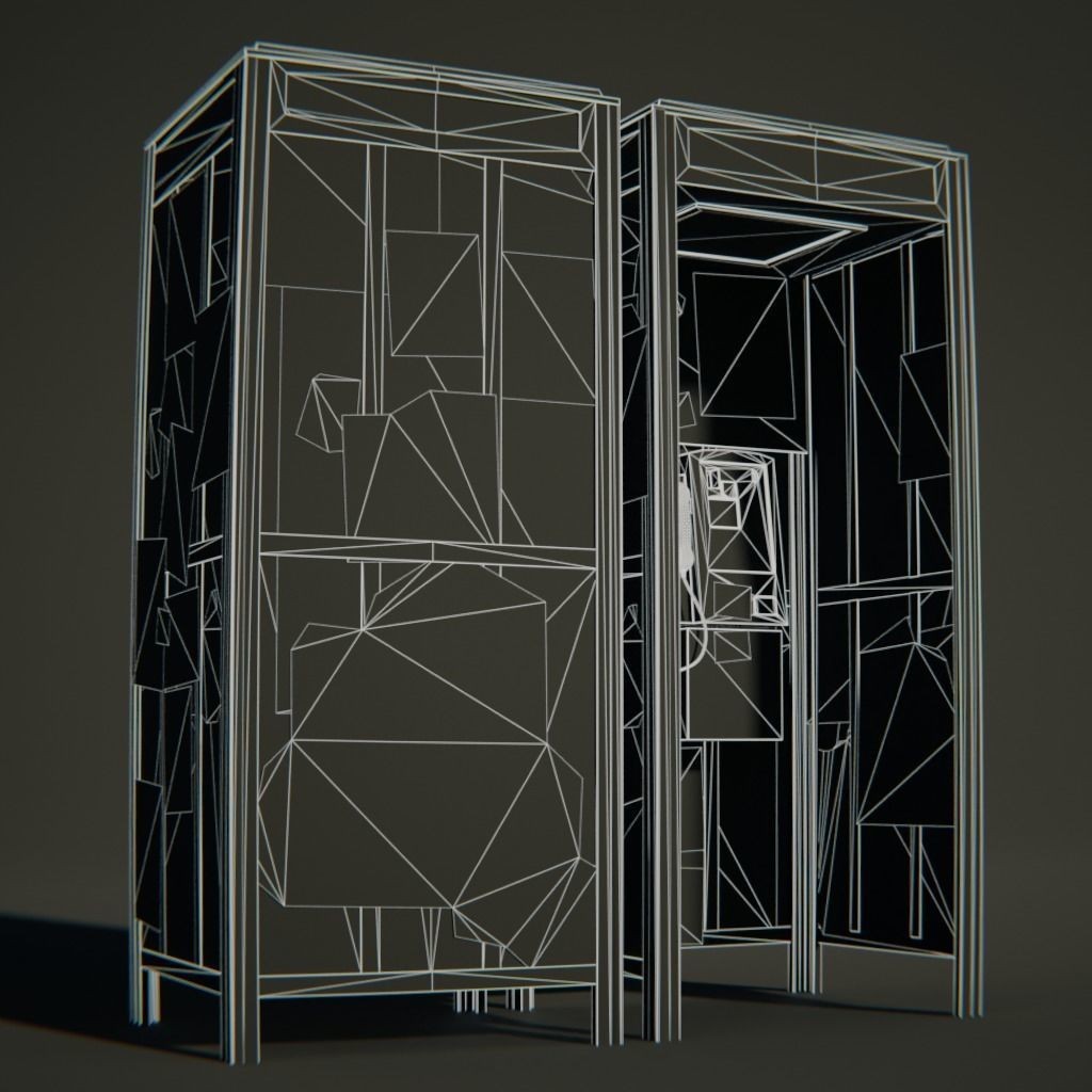 Old Hong Kong Telephone Booth 3D Model – Low Poly PBR Asset, FBX & OBJ - View 7