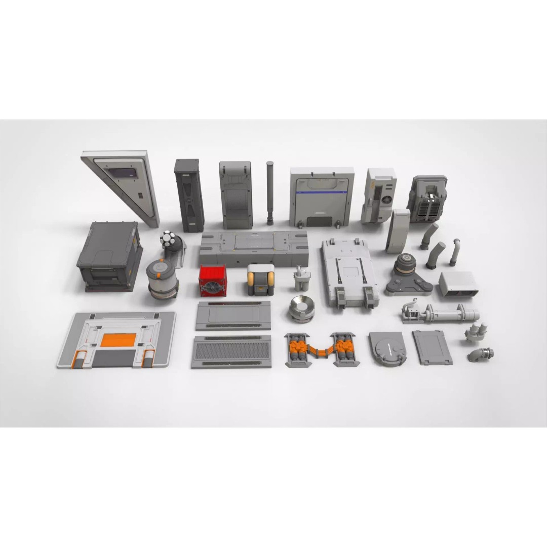 Sci-Fi Architecture Kitbash 3D Model – Futuristic Modular Components, FBX - View 2