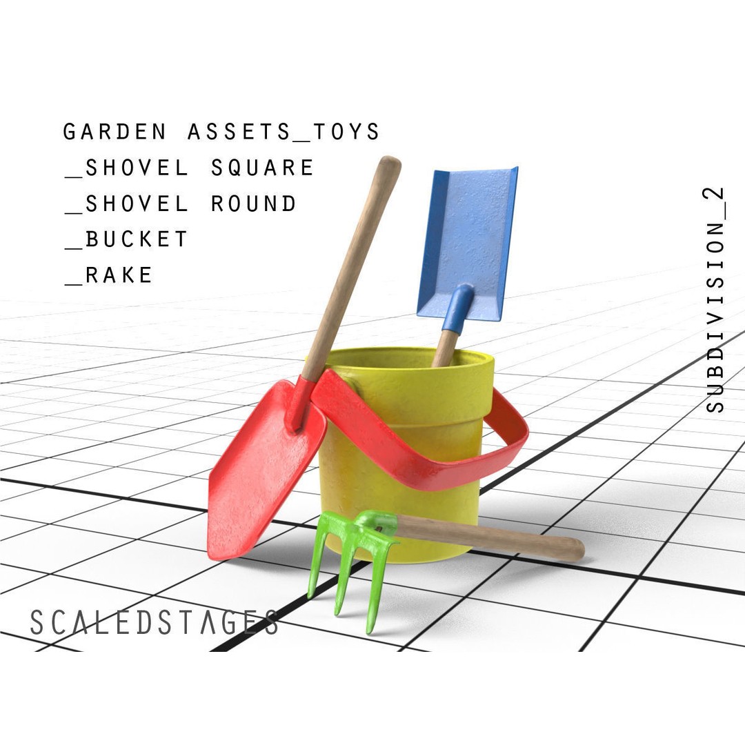 Garden Tools 3D Model – Low Poly PBR Assets for Blender, FBX - View 20