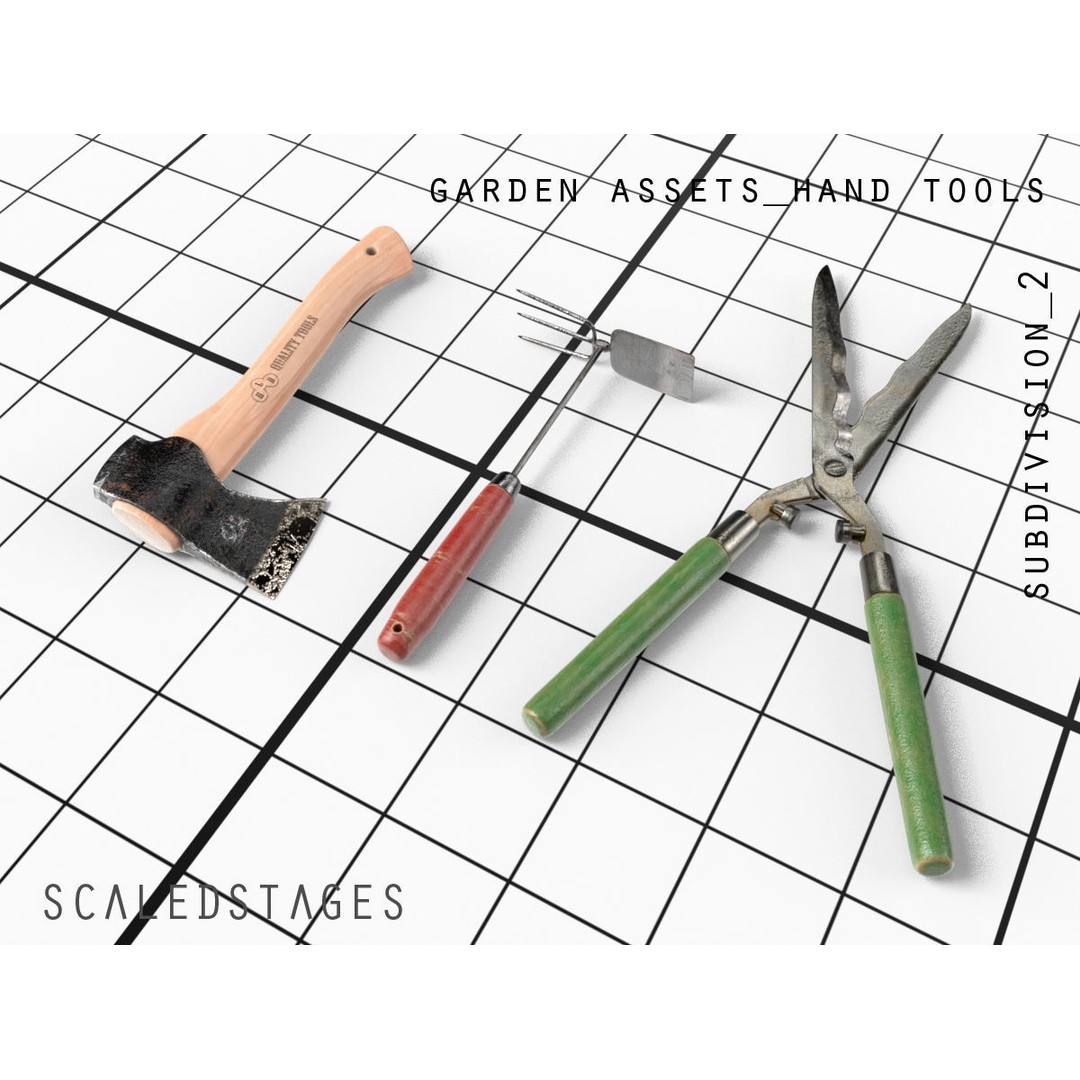 Garden Tools 3D Model – Low Poly PBR Assets for Blender, FBX - View 8