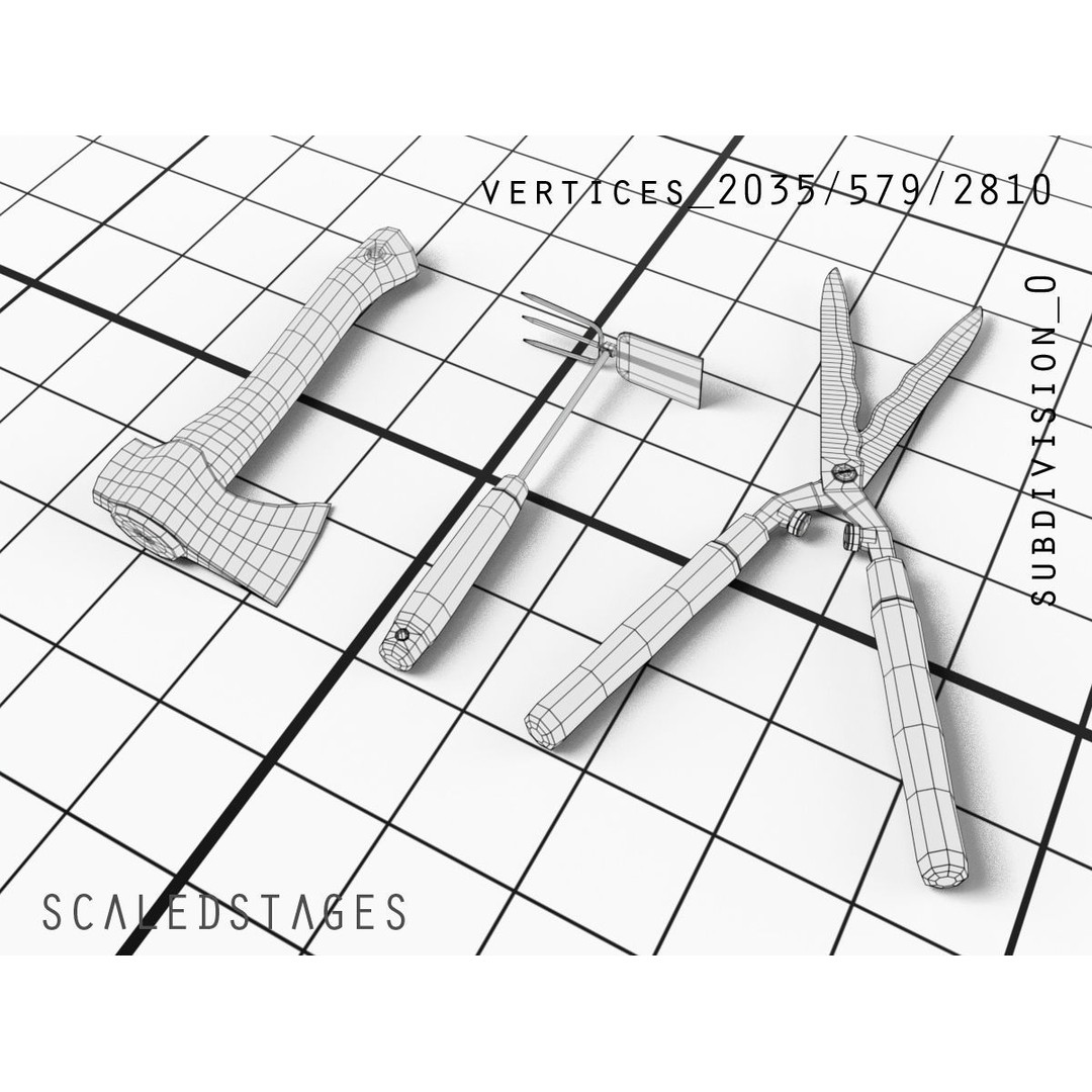 Garden Tools 3D Model – Low Poly PBR Assets for Blender, FBX - View 9