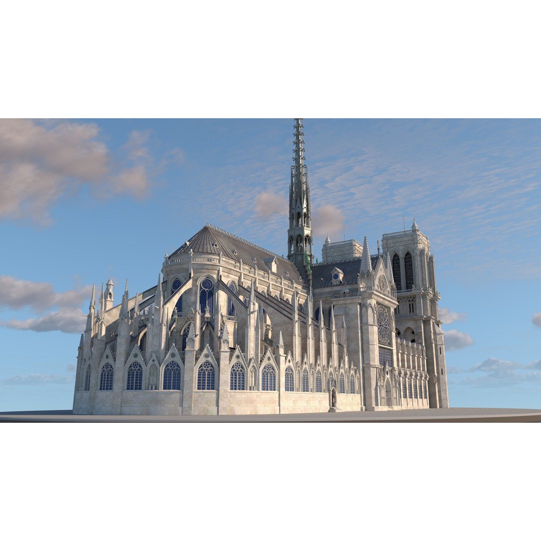 Cathedral Notre Dame de Paris 3D Model – PBR Exterior Asset, FBX - View 11